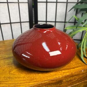 Amano Vase Made in Germany Red Round Vase Mid Century Decor Pottery